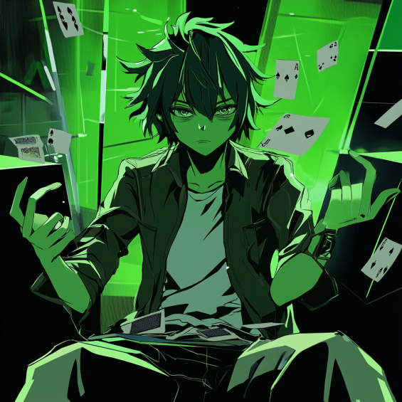 Vibrant social casino game illustration with an anime style